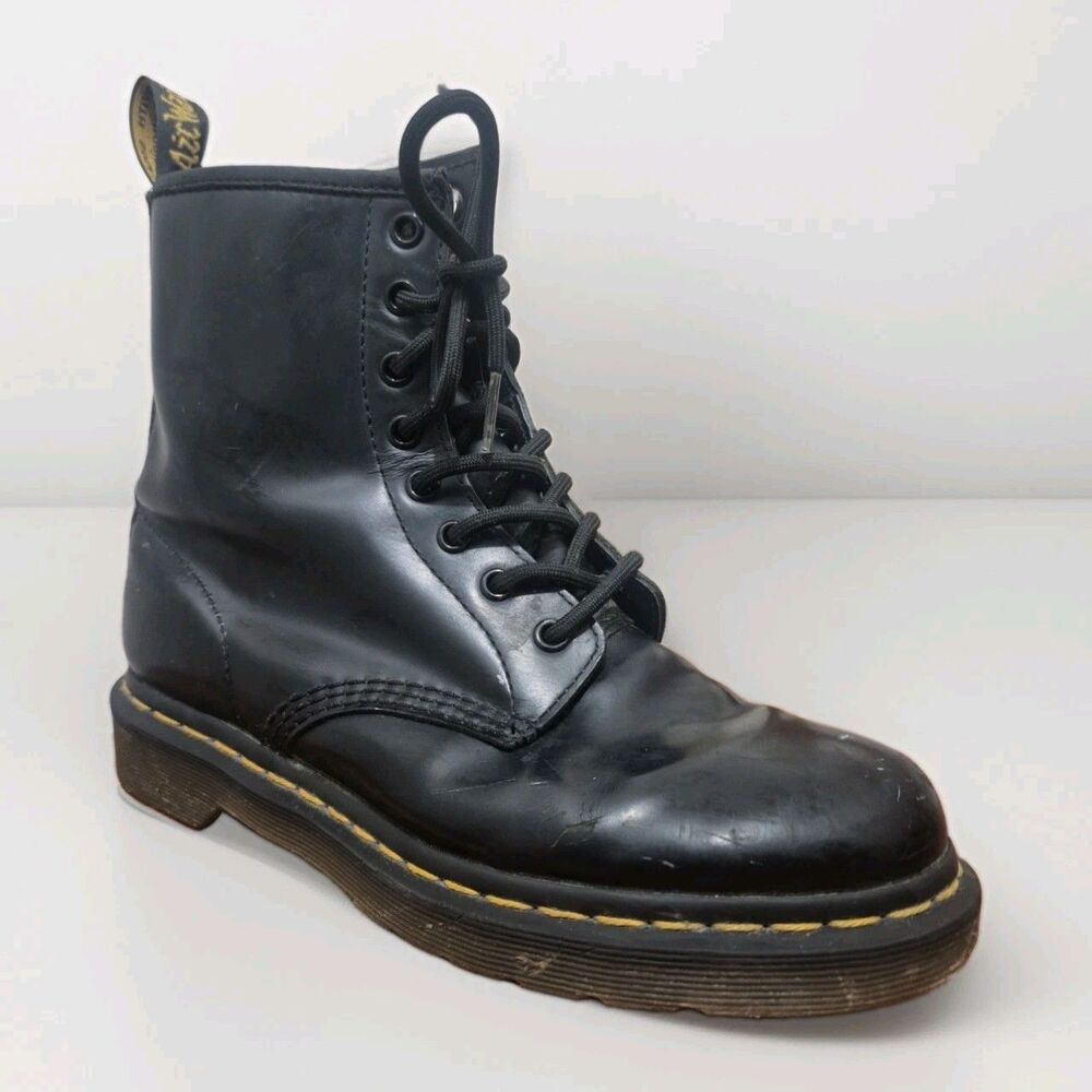 Dr. Martens 1460 Black Smooth Leather Boots Womens Size 8